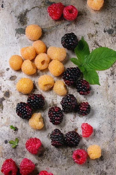 Tumpukan raspberry warna-warni — Stok Foto