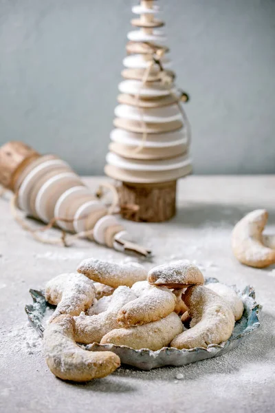 Galletas Caseras Tradicionales Navideñas Corteza Corta Vainilla Con Azúcar Glaseado —  Fotos de Stock