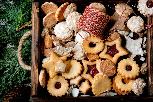 Christmas Homemade Shortbread Biscuits Cookies Collection Different Shapes Include Traditional — Stock Photo, Image