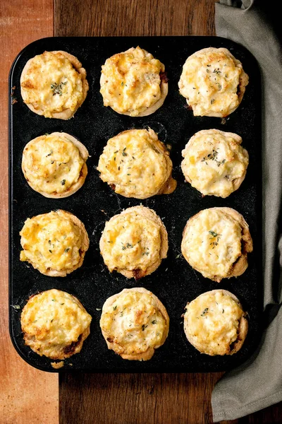 Homemade Mince Meat Shortcrust Pastry Mini Pies Mashed Potato Thyme — Stock Photo, Image
