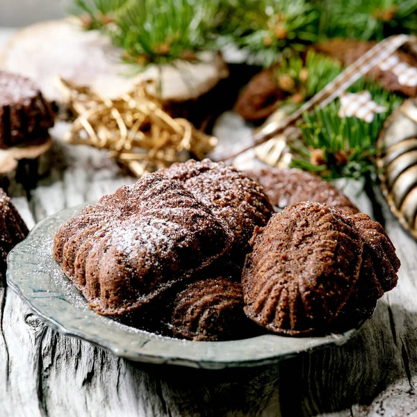 Galletas Caseras Tradicionales Navidad Galletas Corteza Creciente Chocolate Con Azúcar — Foto de Stock