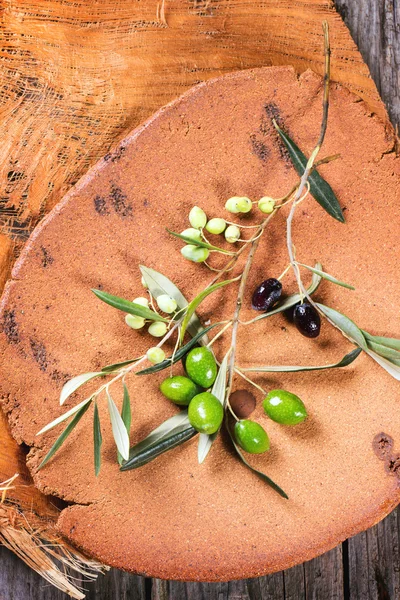 Green and black olive branch — Stock Photo, Image