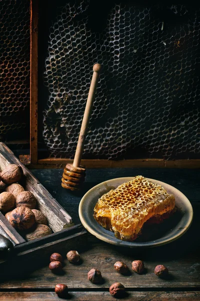 Peine de abeja y frutos secos — Foto de Stock