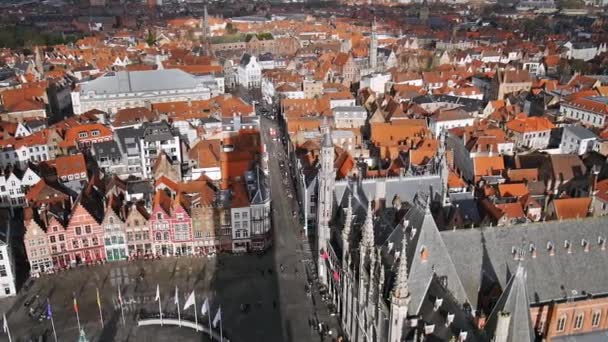 Vista superior da cidade de Bruges, Bélgica — Vídeo de Stock