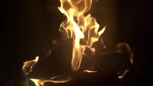 Brinnande trä i öppen spis, slow motion — Stockvideo