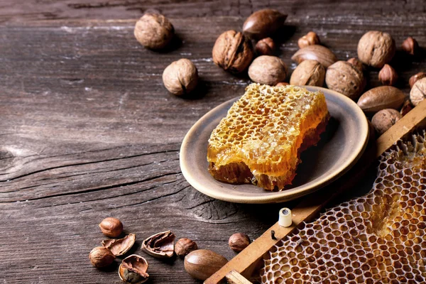 Peine de abeja y frutos secos — Foto de Stock