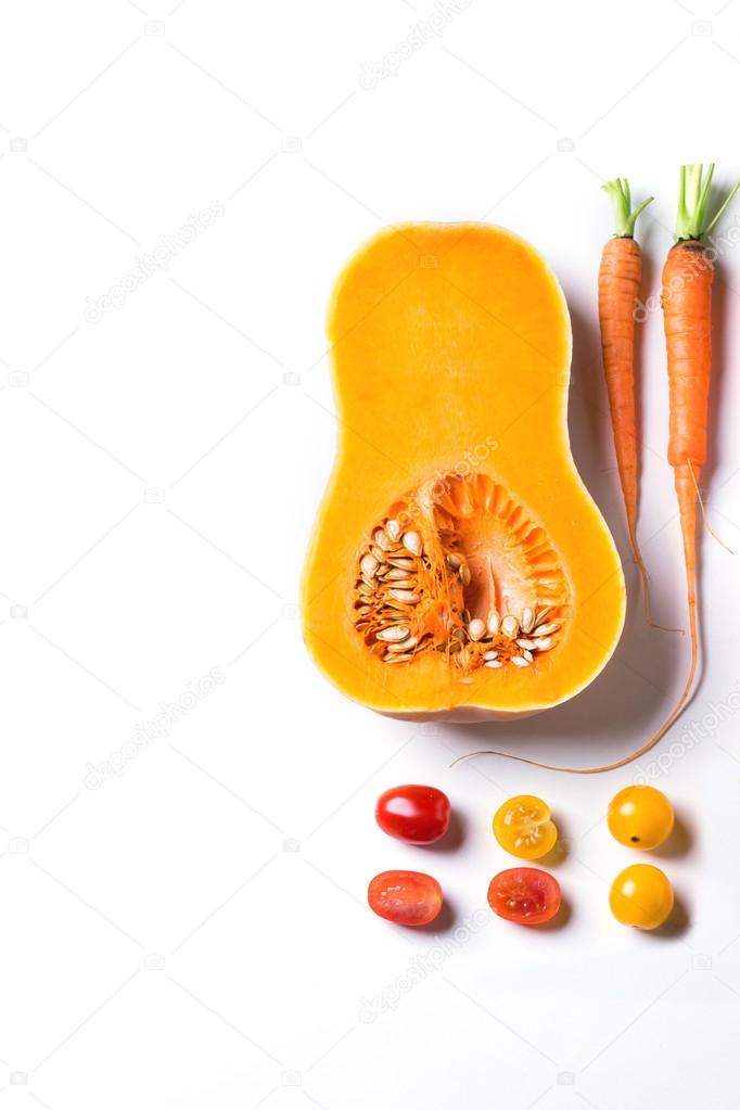 Set of red, orange and yellow vegetables