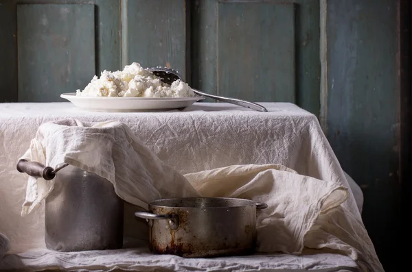 Homemade cottage cheese — Stock Photo, Image