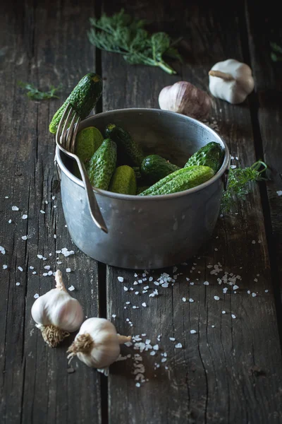 Preparation of low-salt pickled cucumbers — Stock Image Preparation of low-salt pickled cucumbers Royalty Free Stock Photos