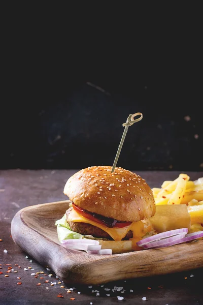 Hamburguesa y patatas — Foto de Stock