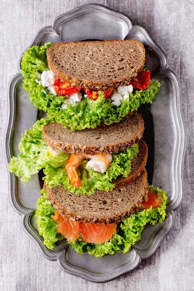 Sandwich mit Meeresfrüchten — Stockfoto