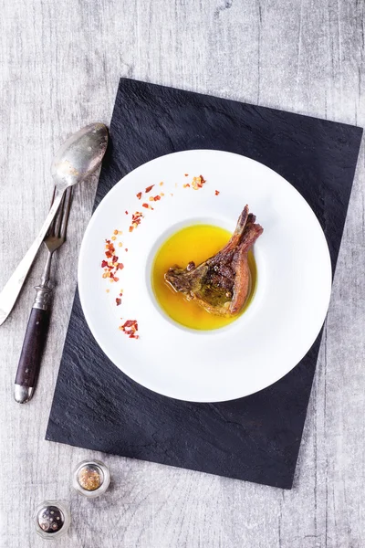 Well done grilled lamb chop — Stock Photo, Image