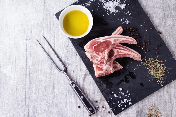 Raw lamb chops