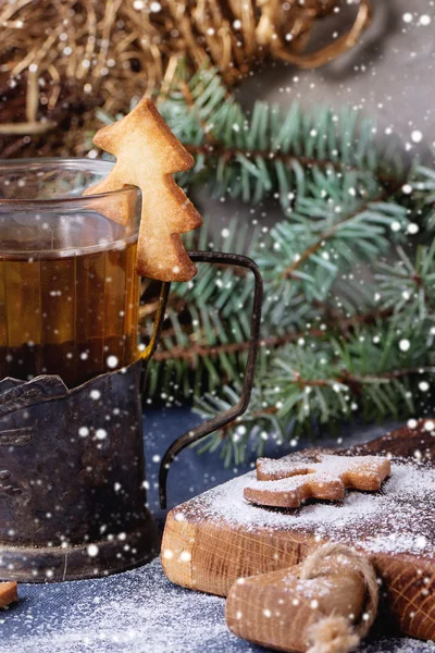 Biscoitos de Natal Shortbread para copos — Fotografia de Stock