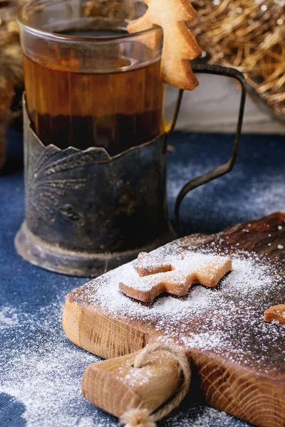 Kerstmis zandkoekkoekjes voor cups — Stockfoto