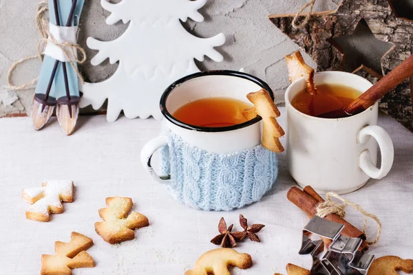 Shortbread Christmas cookies for cups — Stock Photo, Image