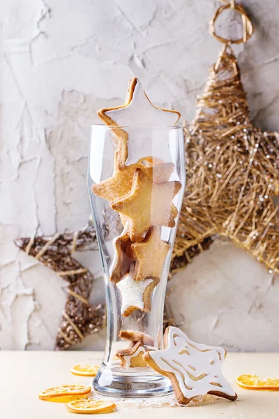Christmas cookies in glass — Stock Photo, Image