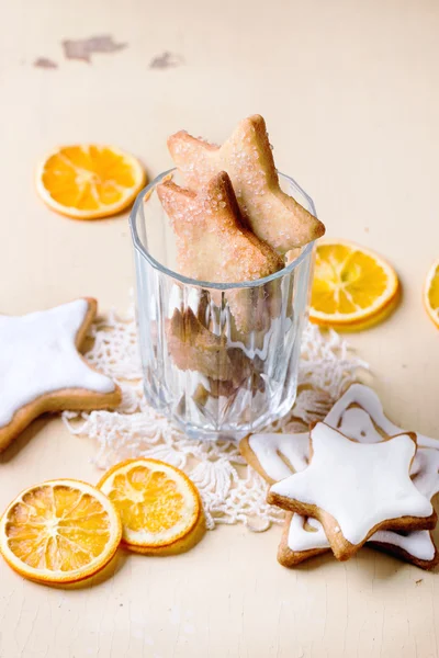 Christmas cookies in glass — Stock Photo, Image