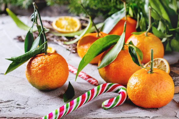 Tangerines (clementines) in Christmas decor — Stock Photo, Image