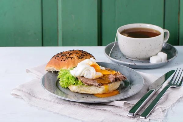 Sandwich with meat and egg — Stock Photo, Image