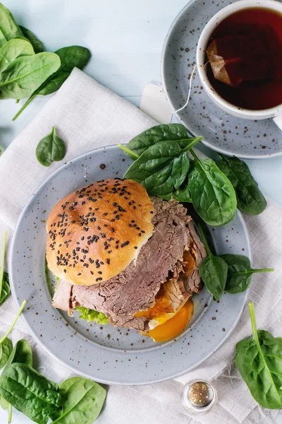 Sandwich with meat and egg — Stock Photo, Image