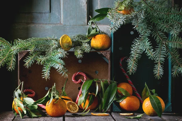橘子 (柑橘) 在圣诞节装饰 — 图库照片