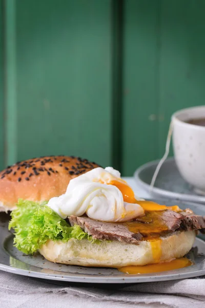 Sandwich with meat and egg — Stock Photo, Image