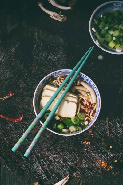 Asian soup ramen with feta cheese — Stock Image Asian soup ramen with feta cheese Stock Image
