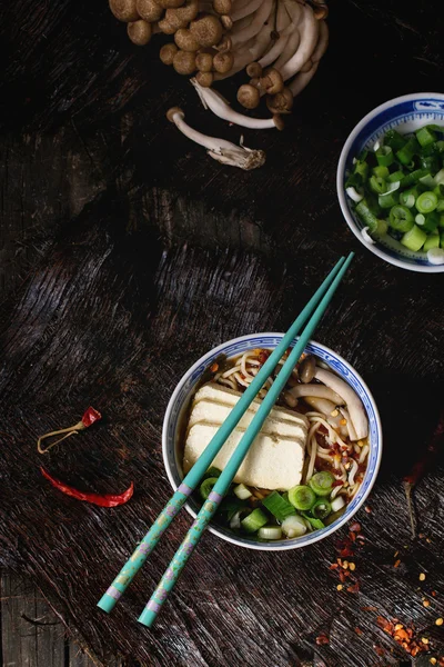 Asian soup ramen with feta cheese — Stock Image Asian soup ramen with feta cheese Stock Photo