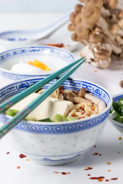 Asian soup ramen with feta cheese — Stock Image Asian soup ramen with feta cheese Stock Photo