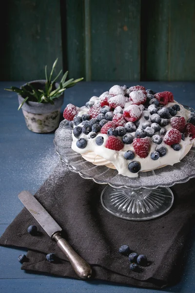 Павловский десерт со свежими ягодами — стоковое фото