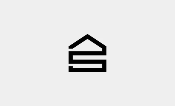 S harfi ev logosu tasarım vektör çizimi