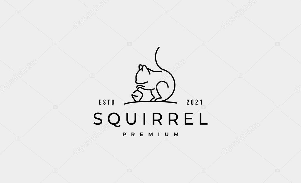 Squirrel Monoline Logo vector Design Illustration