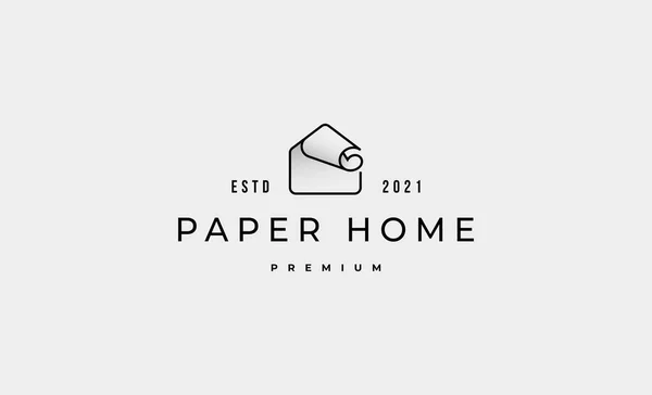 Papier Home Logo Design Vector Pictogram Illustratie — Stockvector