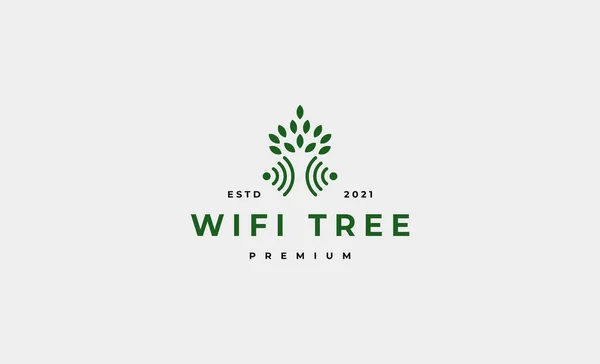 Albero Wifi Logo Vettore Progettazione — Vettoriale Stock