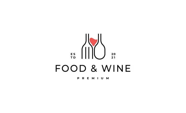 Food Wine Logo Design Vector Illustration — Stock Vector