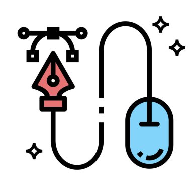 fare bilgisayarı ve mürekkep kalem vektör simgesi tasarımı