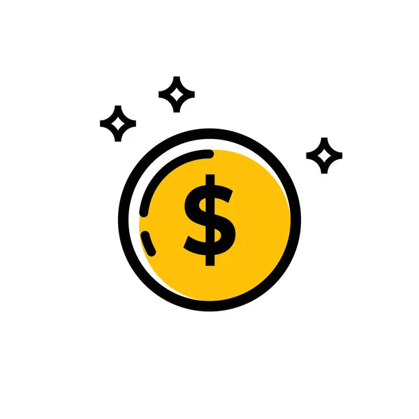 Ikona Wektora Monety Dolara Izolowane — Wektor stockowy