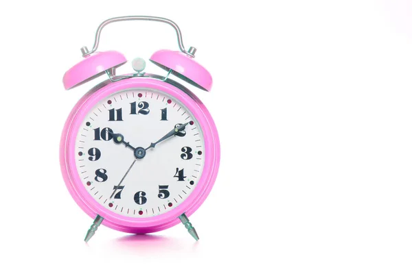 Classic Pink Table Alarm Clock White Background Royalty Free Stock Images