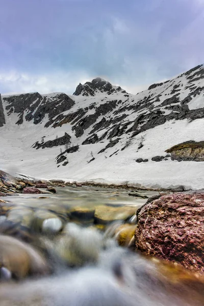 Water Course Coming Mountain Snow Melted Spring — Stock Photo, Image