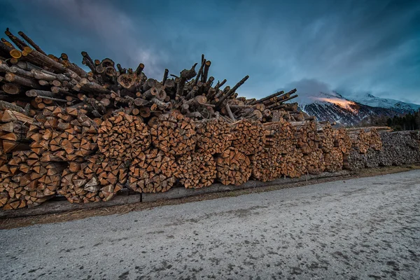 Montaña de madera apilada —  Fotos de Stock