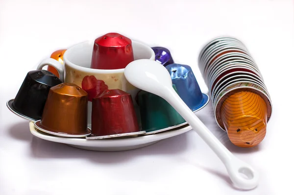 Mix of colored pod coffe — Stock Photo, Image