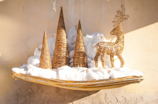 Złoto Bożego Narodzenia ozdoba górnej ściany — Zdjęcie stockowe