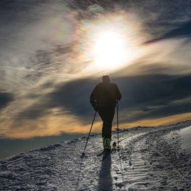 Ski mountaineering silhouette clipart