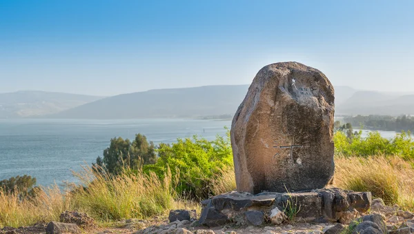 Hora Blahoslavenství a jezero tiberias — Stock fotografie