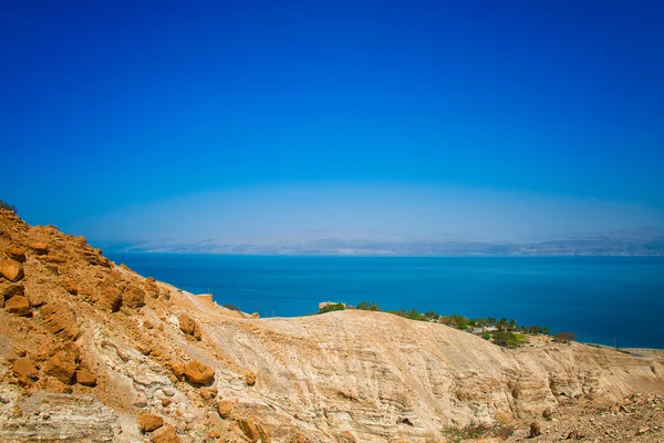 Desert Ein Gedi, на Мертвом море и фоне Иордании — стоковое фото