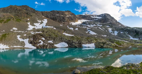 Alpine lake with last snow in summer — Stock Photo, Image