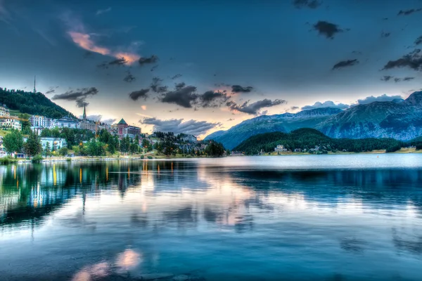 St. Moritz - Switzerland, at sunset — Stock Photo, Image