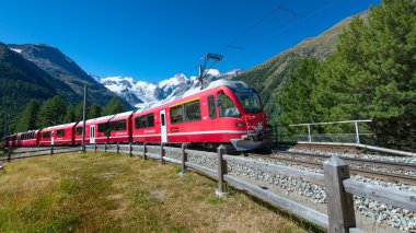 Swiss mountain train Bernina Express crossed Alps clipart