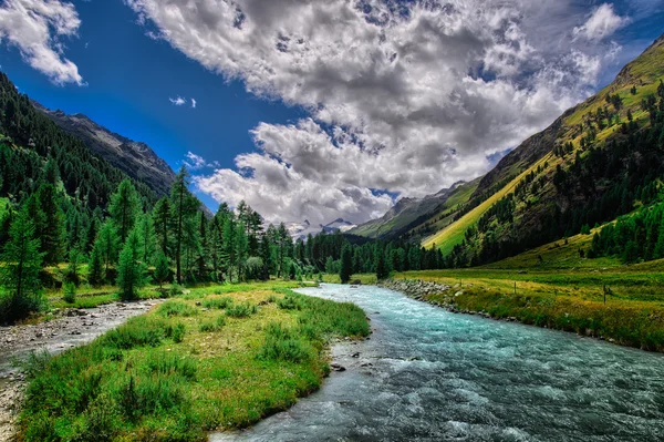 Río de montaña en los Alpes suizos — Foto de Stock